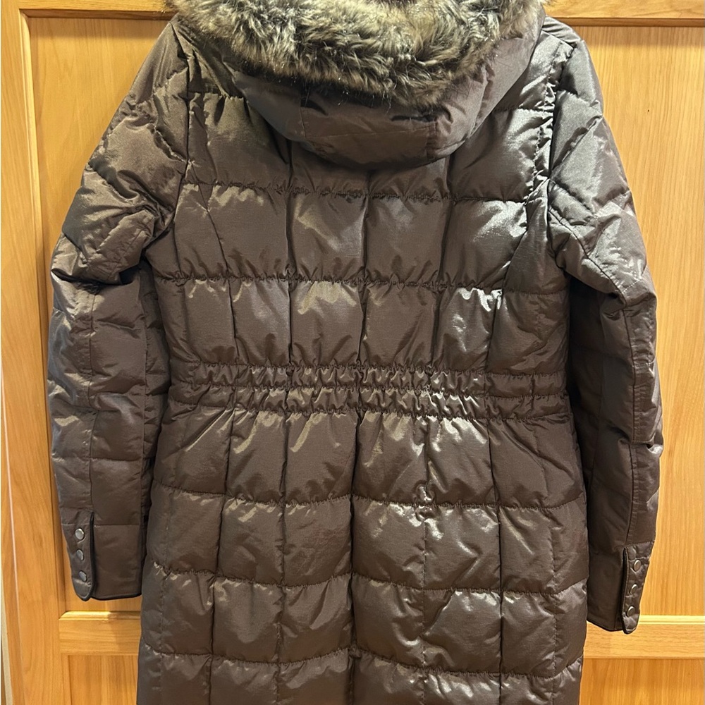 Eddie Bauer Brownish/Gray Puffer Jacket with Faux Fur Hood - Picture 4 of 12